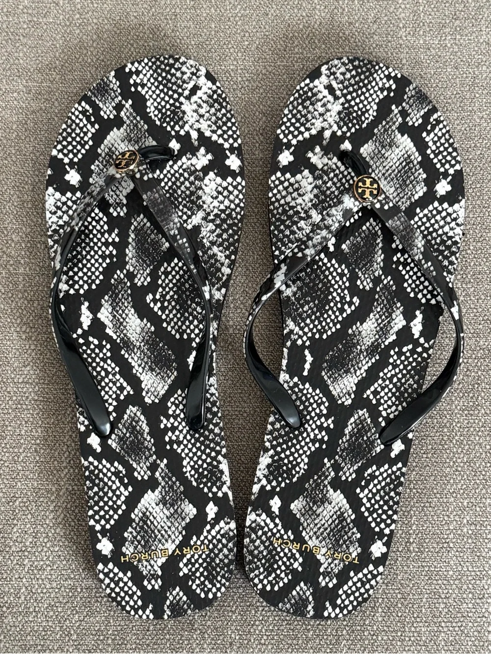 Tory Burch Snake-Print Flip Flops